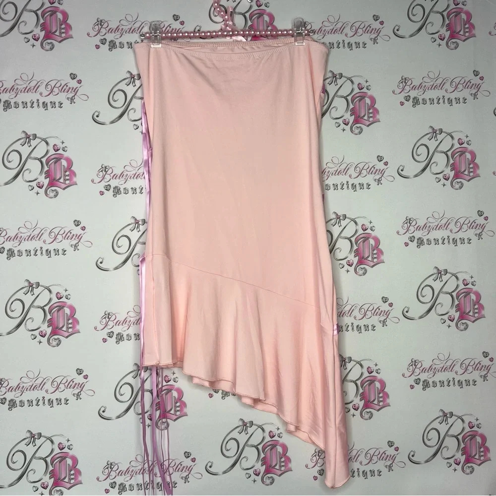 Pink dress fairy whimsical high low with ribbons π cute mermaid flowy adorable - Picture 7 of 10